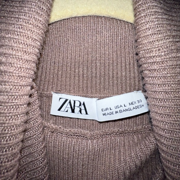 Zara Cropped Turtleneck Knit Sweater - Brown/Taupe - Large - Picture 4 of 4